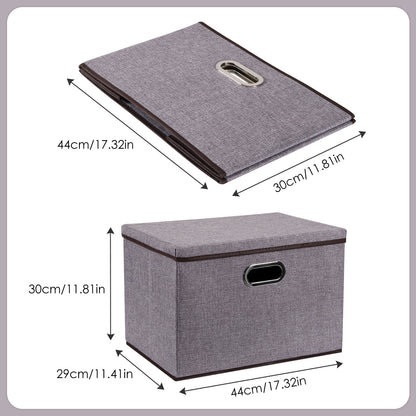 US Local Household Items Storage Box Cotton And Linen Large Folding Storage Box Clothing Storage Box 44-30-30cm, 3-piece Set, 5-piece Set