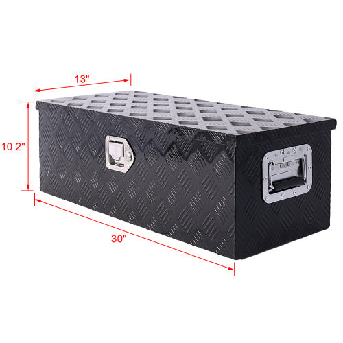US Local 30inch Aluminum Tool Box,heavy Duty Truck Bed Tool Box,outdoor Trailer Pickup Storage Tool Box,RV Storage Organizer,underbody Box W  Lock Keys,black
