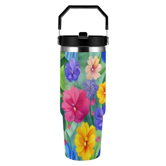 POD US Local Tumbler 30oz Large Capacity Car Cup Tropical, Safflower, Bright Style