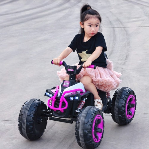 US Local Ride On Toy Car,12V  Electric ATV Car For Kids, 4 Wheeler Electric Toy Car With Bluetooth,light,Leather Seaters,,for Boys,Girls,indoor And Out Door