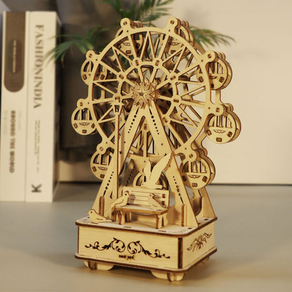 US Local MUSIC PARK 3D Wooden Puzzles Music Box Ferris Wheel DIY Crafts Handmade Model Kits For Women Birthday Gifts