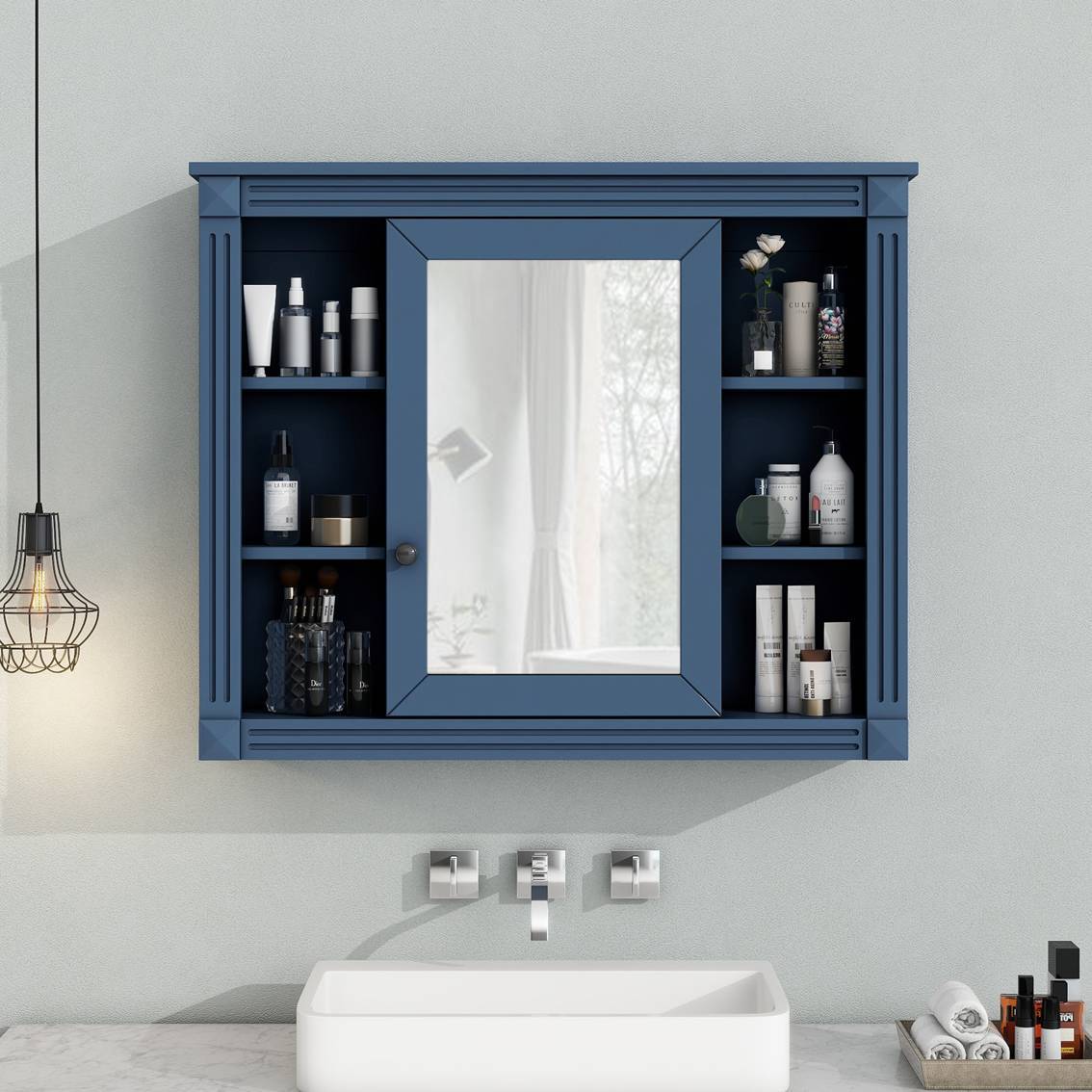 US Local Wall Mounted Bathroom Storage Cabinet Modern Wall Cabinet With Mirror Mirror Cabinet