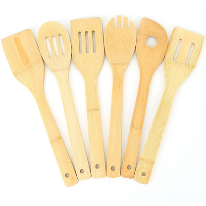 US Local Set Of 6Pcs Cooking Utensil Bamboo Wooden Spoons Spatula Kitchen Cooking Tools Nonstick Wooden Cookware Kitchen Gadgets