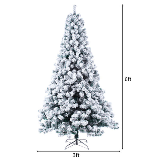 Green Flocking 6ft 550 Lights Warm 8 Patterns 928 Branches Automatic Tree Structure PVC Material Christmas Tree