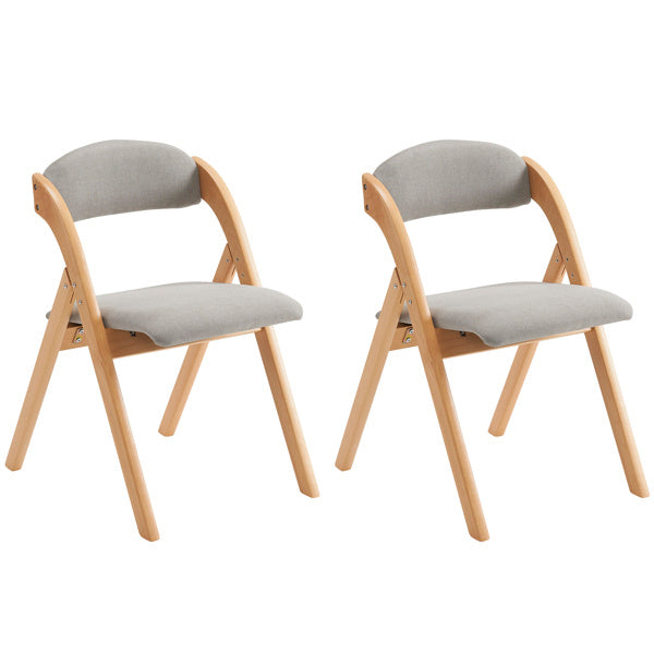 US Local 2pcs Solid Wood Folding Backrest Curved Beige Cushion Wood Colour Exhibition Chair 54X47X81cm Rubberwood