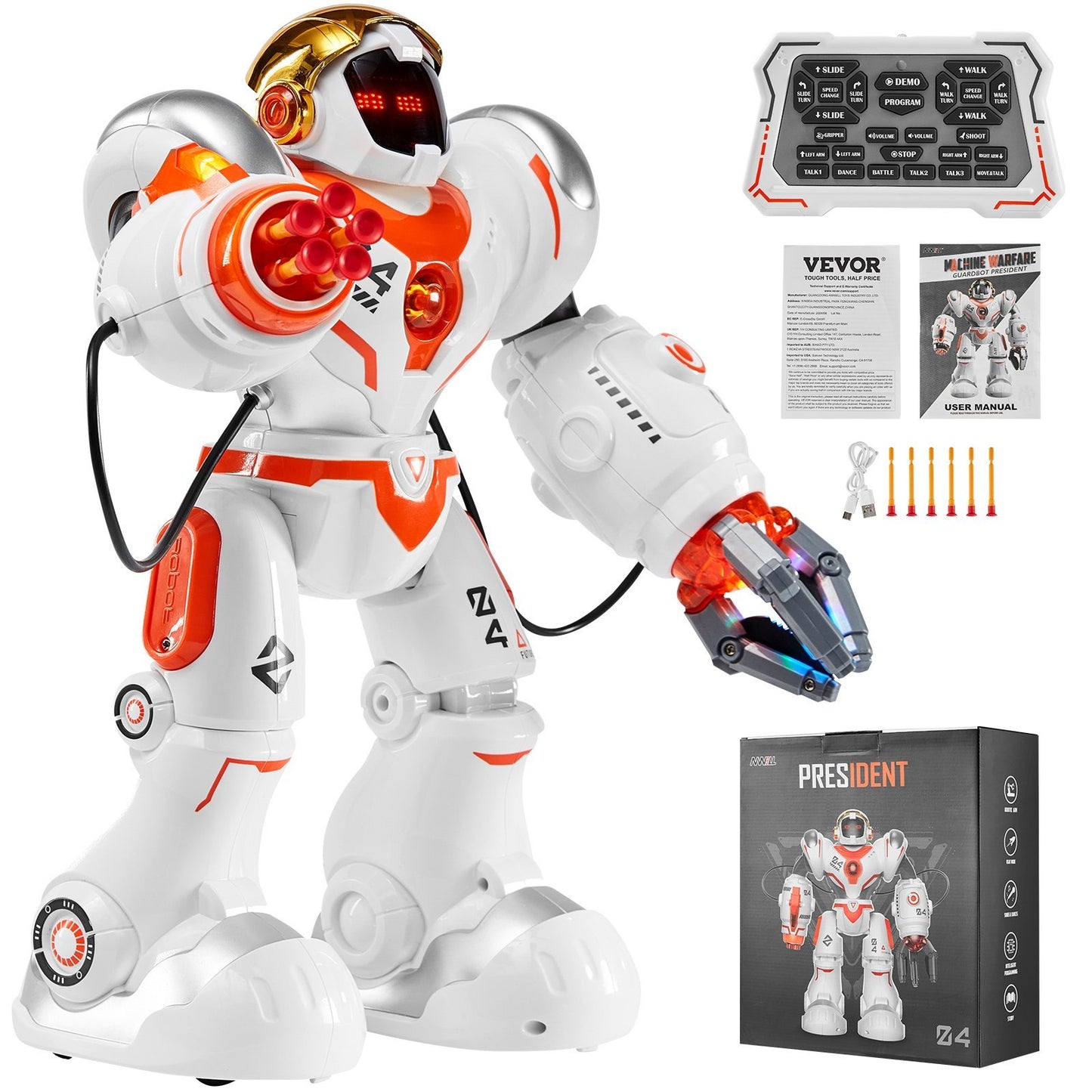 US Local VEVOR RC Robot Toy Battle Robot For Kids Remote Control Robotic Toy Programmable