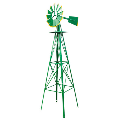 US Local 8FT Weather Resistant Yard Garden Windmill Green