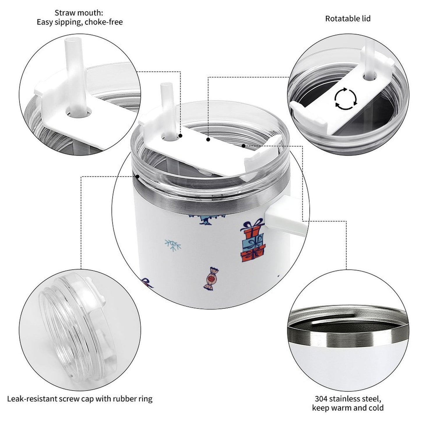 PHDT00276 POD US Local Tumbler 40 oz Large Capacity Car Cup Christmas