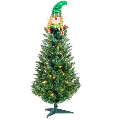 US Local 3ft 129 Branches With Santa Claus Decoration PVC Branch Iron Bracket Christmas Tree Green