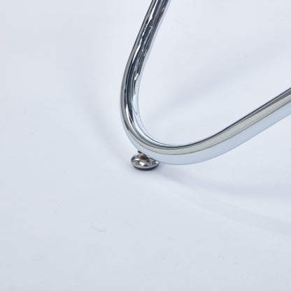 US Local Dining Table With Chrome Metal Leg And Tempered Glass,Modern Space Saving Kitchen Table For Living Room,chrome Color Metal Legs