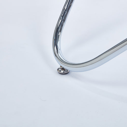 US Local Dining Table With Chrome Metal Leg And Tempered Glass,Modern Space Saving Kitchen Table For Living Room,chrome Color Metal Legs