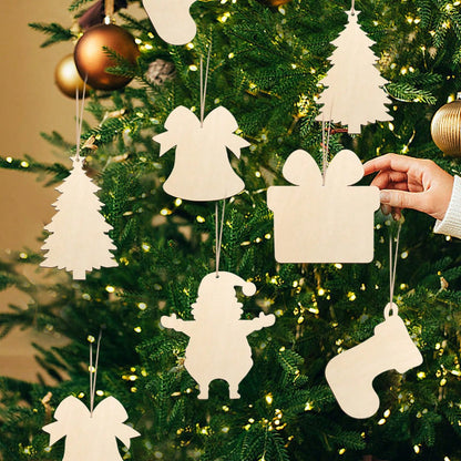 US Local 20 Pcs Wooden Christmas Ornaments Unfinished Wood Slices For Crafts In 4 Styles DIY Wooden Christmas Ornaments Hanging Decorations For DIY Craft And Holiday Decoration
