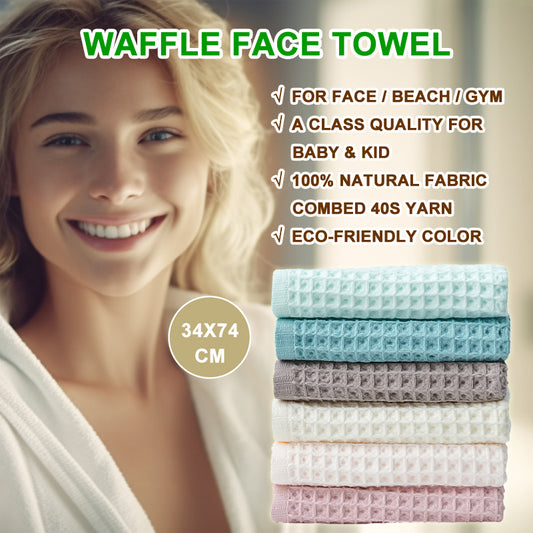 HE0001 40s combed cotton waffle face towel 6 Color FT