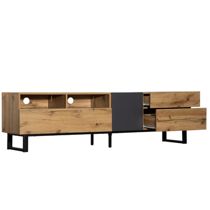 US Local Modern TV Stand For 80'' TV, Double Storage, Media Console, Entertainment Center