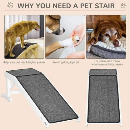 US Local Ramp For Dog Bed, Pet Ramp For Dog With Non-slip Carpet And Top Platform