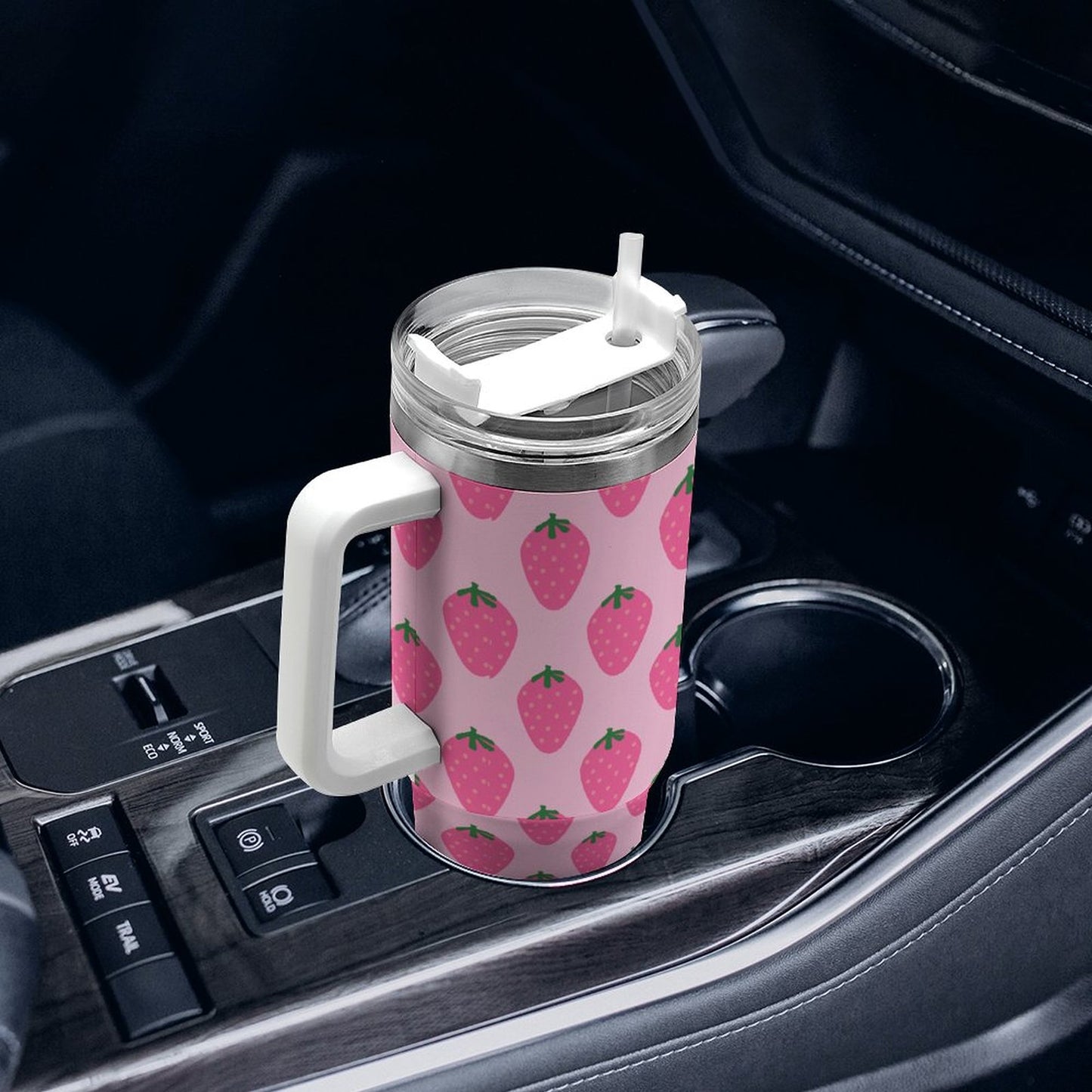 PHDT00494 POD US Local Tumbler 40oz Large Capacity Car Cup Pink, Strawberry