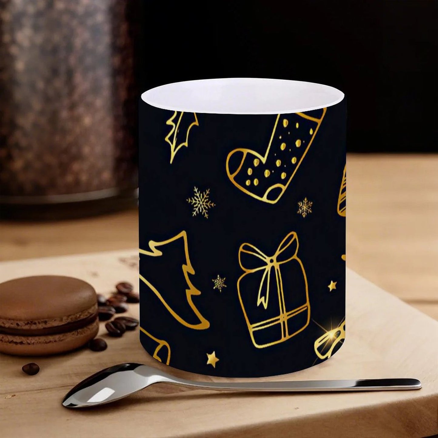 POD US Local White mug with full print, Christmas Gift Golden 0100