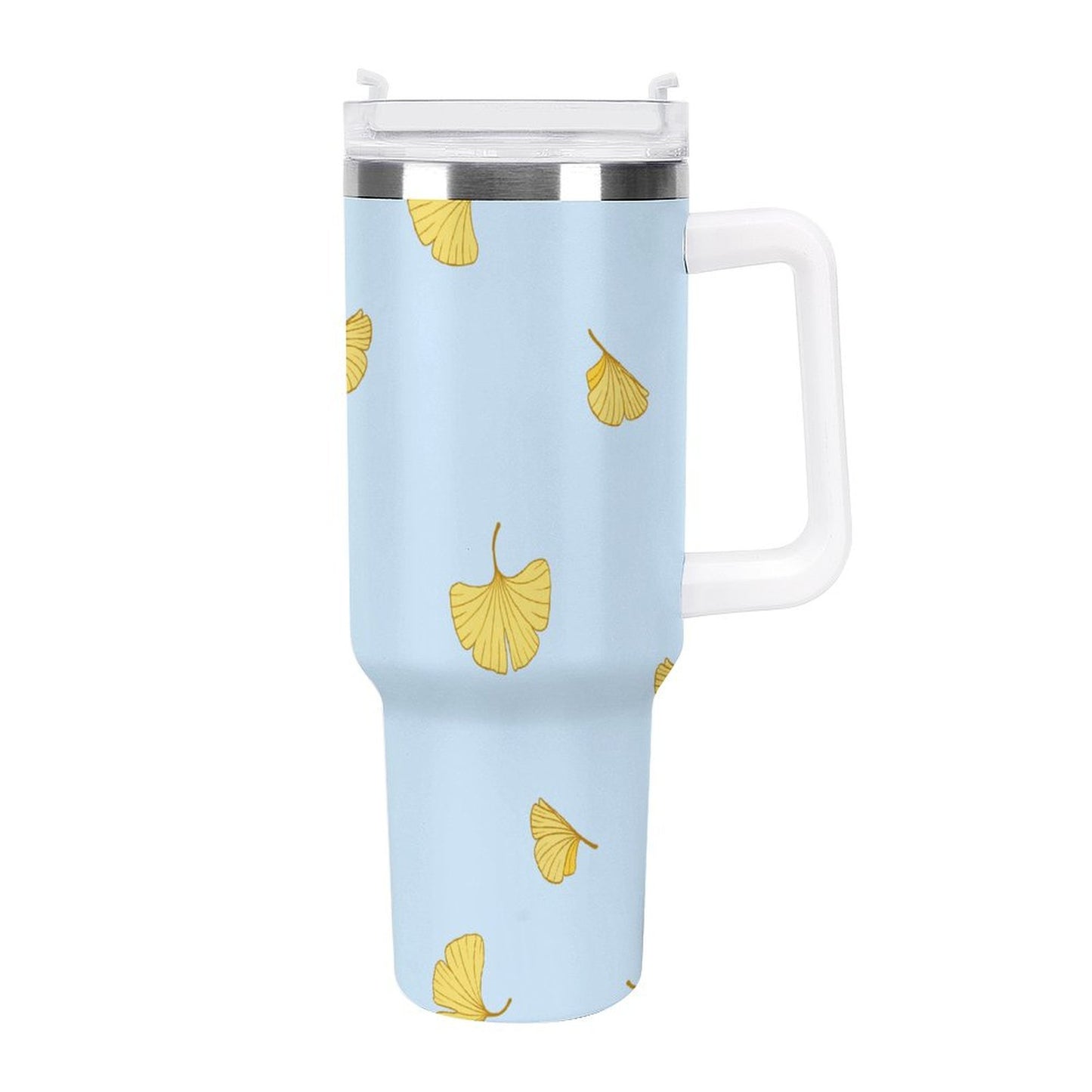 PHDT00533 POD US Local Tumbler 40oz Large Capacity Car Cup Ginkgo Leaf Butterfly Dance Blue