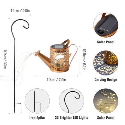 US Local Solar Garden Lights Outdoor Decoration, Metal Solar Watering Can Lights Outdoor Waterproof, Small Patio Light Yard Lawn Pathway Decor, Gardening Gifts Solar Lantern Out