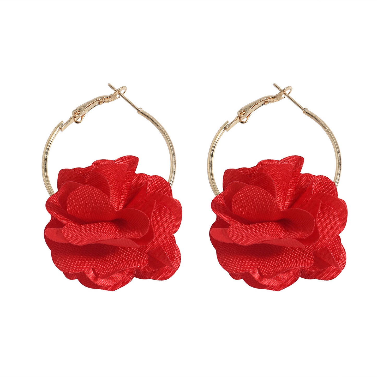 Fabric Color Flower Metal Alloy Earrings