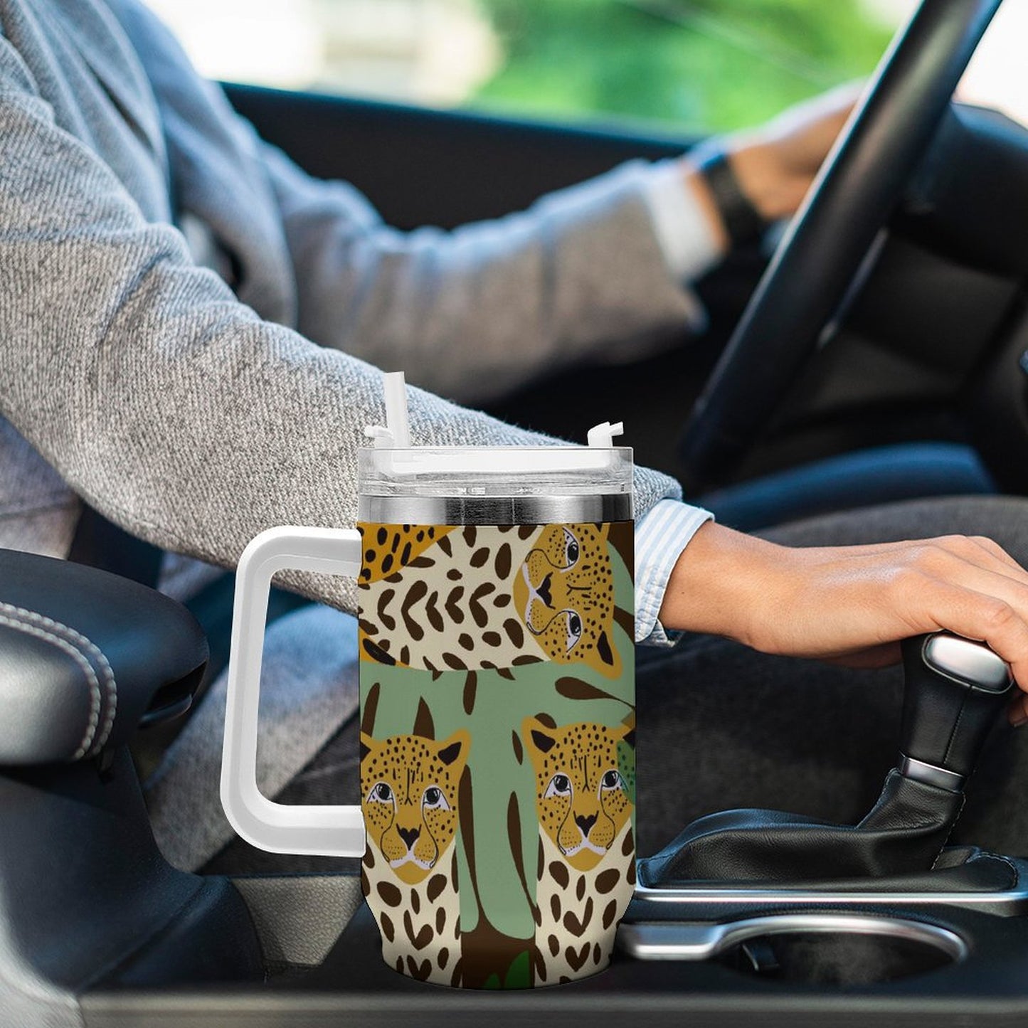 PHDT00405 POD US Local Tumbler 40 oz Large Capacity Car Cup Leopard