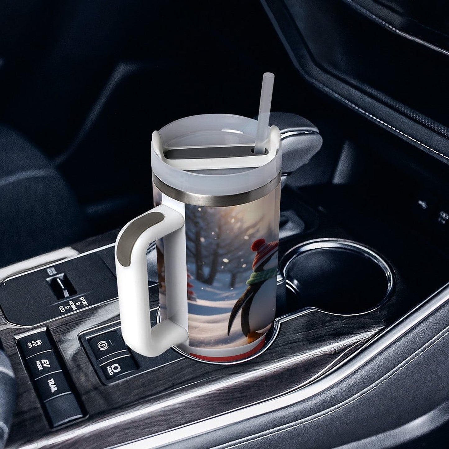 USA Local Large Capacity Car Cup Xmas Penguin_4 Red 40oz