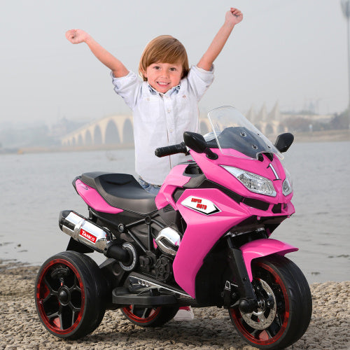 US Local 12V Kids Electric Motorcycle ,ride On Motorcycle,Three Lighting Wheels Kids Electric Toys Boys Girls Motorcycle, Children Battery Motor Bikes Rechargeable 3 Wheels Ride On Electric Motorcycle