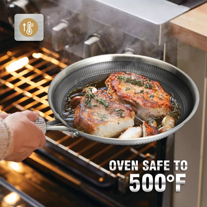 US Local 1 PC Household Kitchen Honeycomb Stainless Steel Non Stick Frying Pan,Easy To Clean, Suitable For Frying Steak, Fish, And Eggs,Suitable For All Stoves