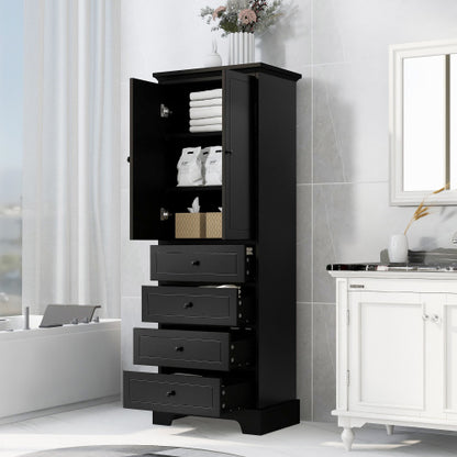 US Local Cabinet With 2 Doors And 4 Drawers For Bathroom, Office