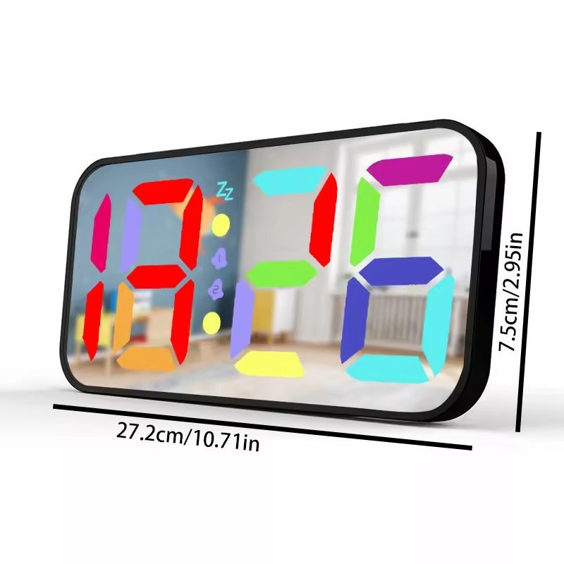 US Local LED Mirror Large Display Table Clock, Suitable For Bedroom, Home, Living Room, Office