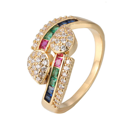 Women's Ring Inlaid With Colorful Zircon Gold-plated Ring