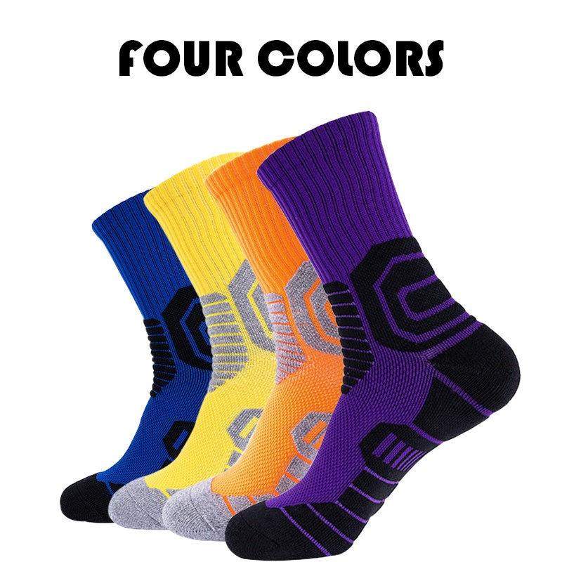 US Local 4 Pairs Compression Crew Running Socks Athletic Socks For Men With Cushion Work Hiking Basketball Sport Socks Anti-odor And Anti-slip For Running Fitness Hiking And Cycling