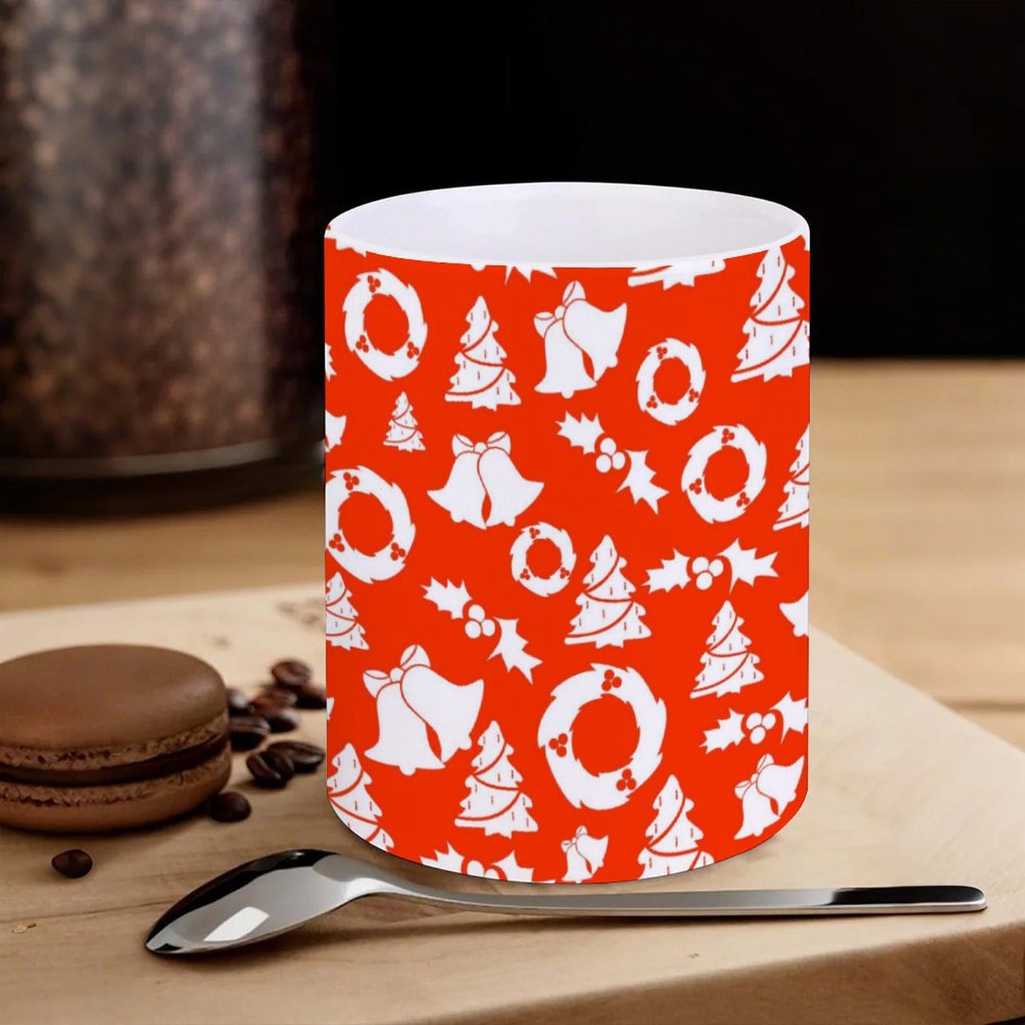 POD US Local White mug with full print, Christmas Red 0041