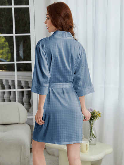 US Local Lightweight Herringbone Knit Bathrobe, Spa And Bridesmaid Dress-style Nightgown Sets, Suitable For Women - Dries Quickly And Is Soft And Comfortable