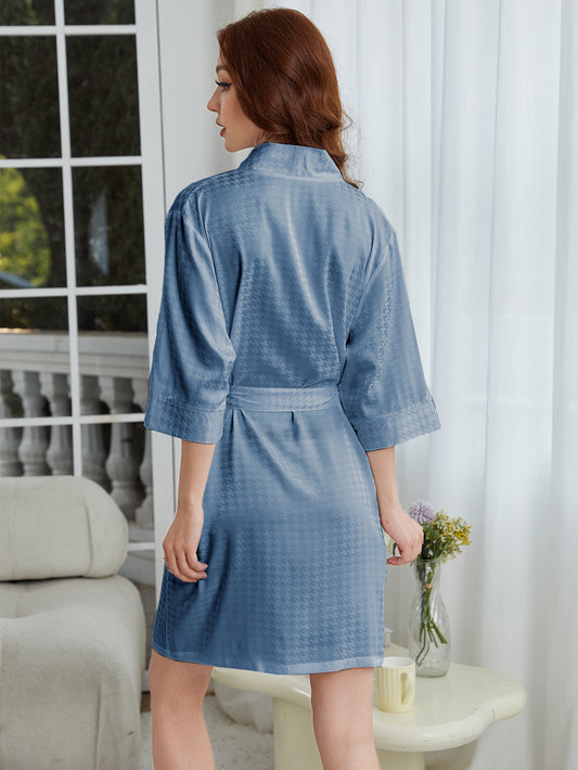 US Local Lightweight Herringbone Knit Bathrobe, Spa And Bridesmaid Dress-style Nightgown Sets, Suitable For Women - Dries Quickly And Is Soft And Comfortable