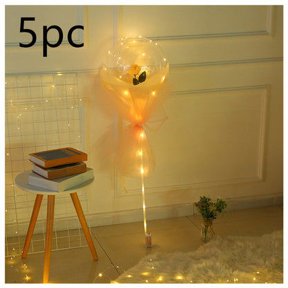 US Local LED Luminous Balloon Rose Bouquet Transparent Bobo Ball Rose