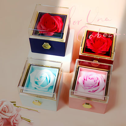 US Local Rotating Soap Flower Rose Gift Box Creative Rotating Rose Jewelry Packaging Box Valentine's Day Gift For Women