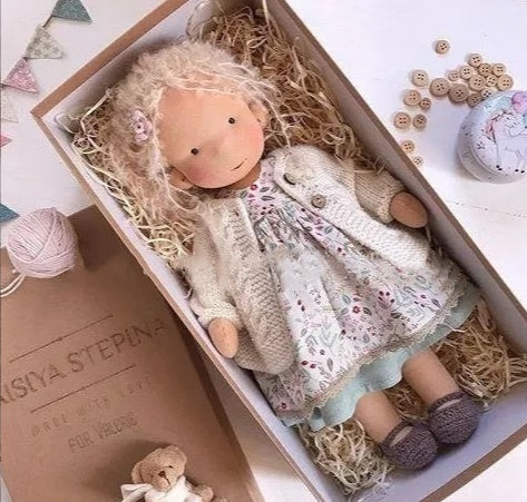 US Local Handmade Plush Doll Golden Curly Girl Finished Product