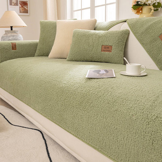 Fashion Simple Solid Color Winter Lambswool Sofa Cushion