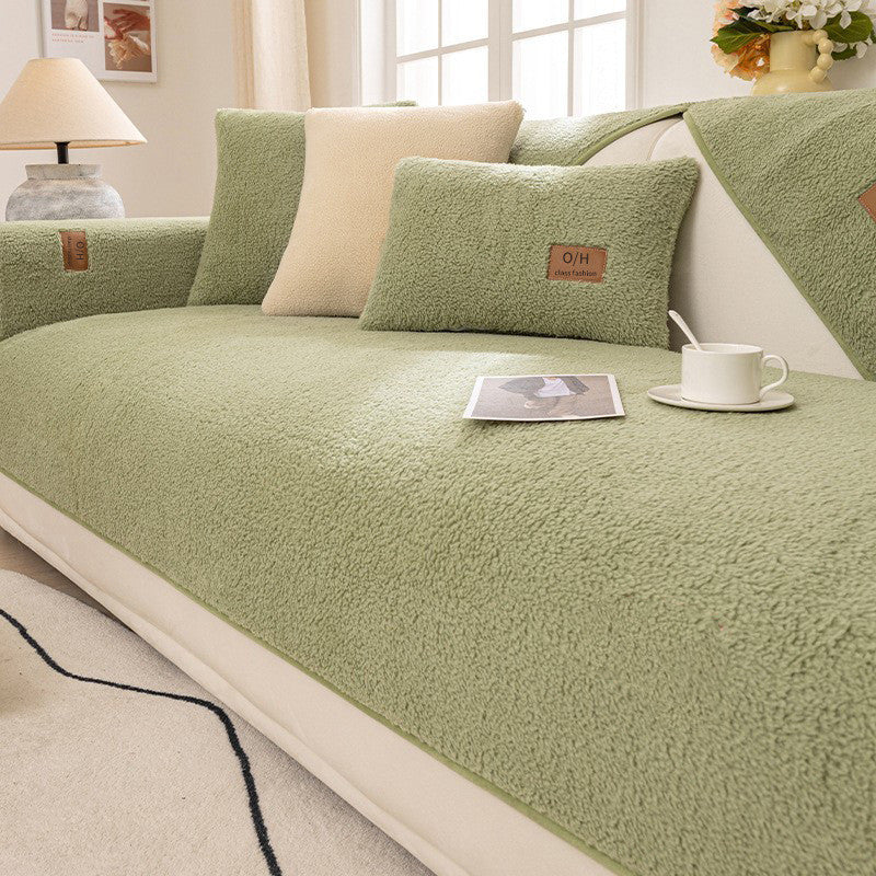 Fashion Simple Solid Color Winter Lambswool Sofa Cushion