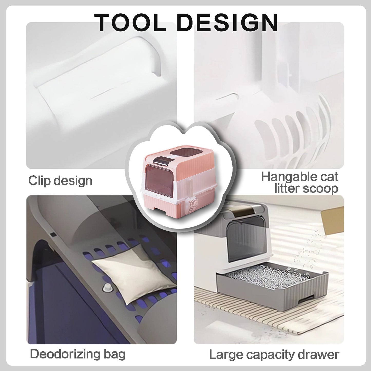 US Local Super Large Capacity Cat Litter Box - Easy To Clean, Odorless, Leak Proof, Not Easy To Leak, Pull-out Design, Comfortable Toilet For Pets