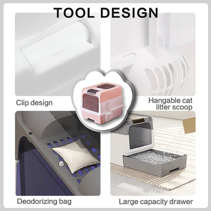 US Local Super Large Capacity Cat Litter Box - Easy To Clean, Odorless, Leak Proof, Not Easy To Leak, Pull-out Design, Comfortable Toilet For Pets