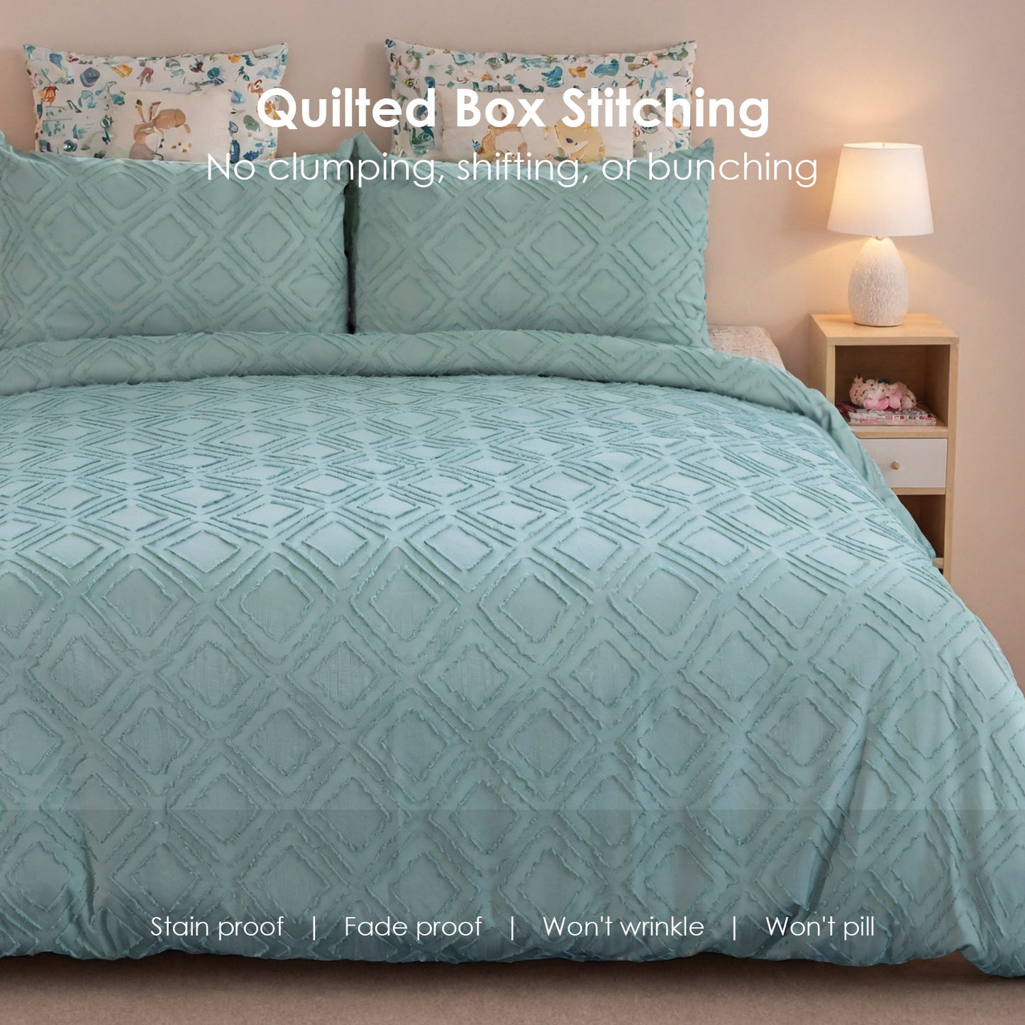 US Local Bohemian Style Quilt Cover Set, Cut Flower Quilt Cover,  Tufted Quilt Cover Three-piece Set, One Quilt Cover And Two Pillowcases,  Washable And Machine Washable Without Shrinkage,  Suitable For Hotels