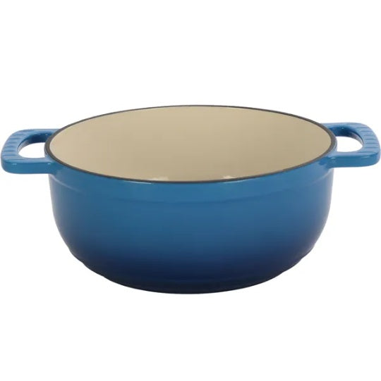 US Local Cast Iron 6QT Cooking Pot - Gradient Blue - Includes Two Silicone Gloves - Enamel Pot