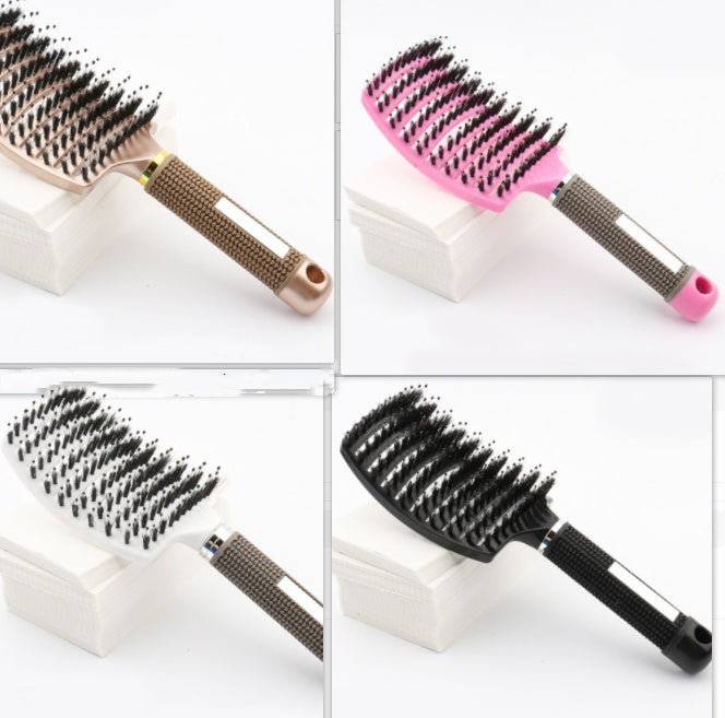 Large Curved Comb Hairbrush Boar Bristles Massage Comb Curly Hair Multifunctional Hair Brush