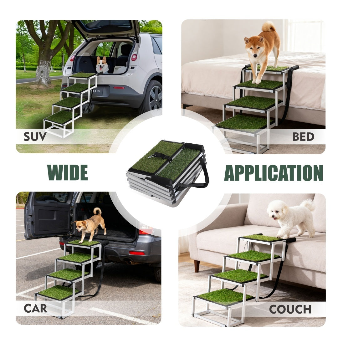 US Local Foldable Dog Ramp For Cars, SUVs, Trucks, Portable Pet Dog Stairs For Large Dogs With Non-Slip Surface Reinforced Design, Lightweight Yet Sturdy Supports Up To 250lbs