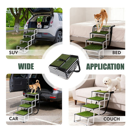 US Local Foldable Dog Ramp For Cars, SUVs, Trucks, Portable Pet Dog Stairs For Large Dogs With Non-Slip Surface Reinforced Design, Lightweight Yet Sturdy Supports Up To 250lbs