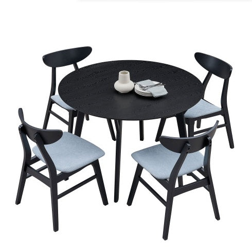 US Local 42.01 Inch Saving Place Table,Wooden Dining Table For 4 Persons,Modern Design Round Kitchen Table For Living Room,Apartment,Restaurant,Black