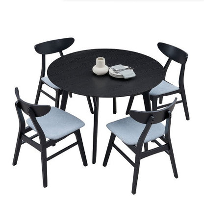 US Local 42.01 Inch Saving Place Table,Wooden Dining Table For 4 Persons,Modern Design Round Kitchen Table For Living Room,Apartment,Restaurant,Black