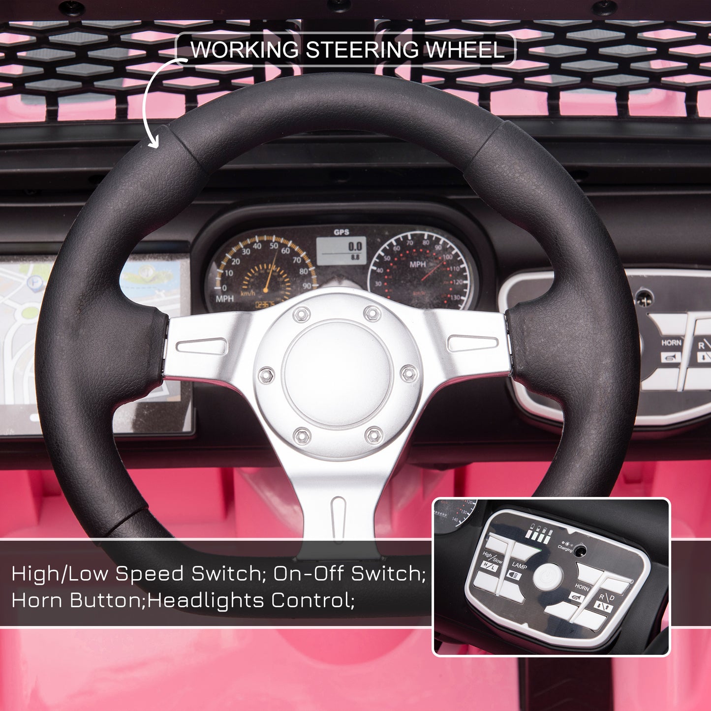 US Local Electric Off-Road Truck 12V Kids Ride On With Remote Control MP3 Music Adjustable Speed